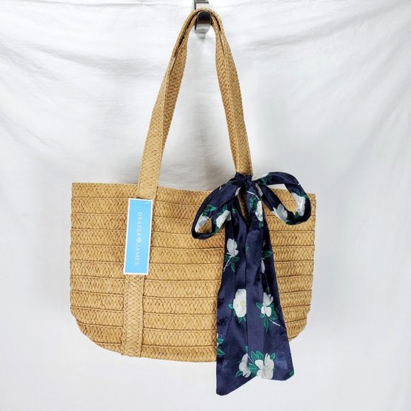 Draper James Handbags - Draper James Everyday Straw Bag Magnolia Scarf NWT